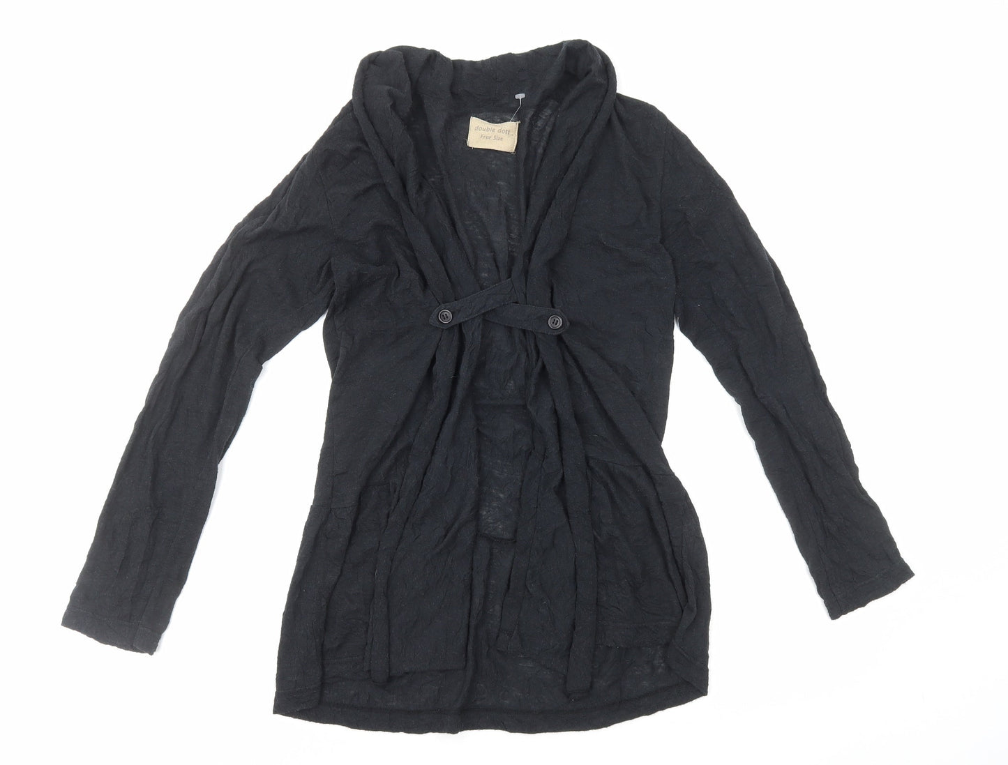 Double Dot Womens Black V-Neck Polyester Cardigan Jumper Size S