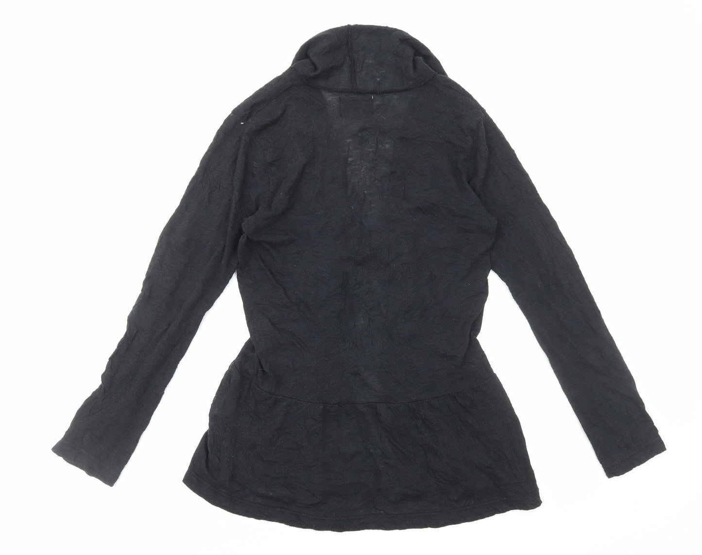 Double Dot Womens Black V-Neck Polyester Cardigan Jumper Size S