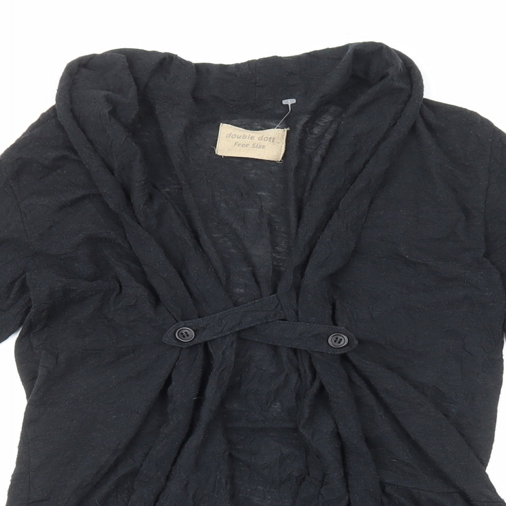 Double Dot Womens Black V-Neck Polyester Cardigan Jumper Size S