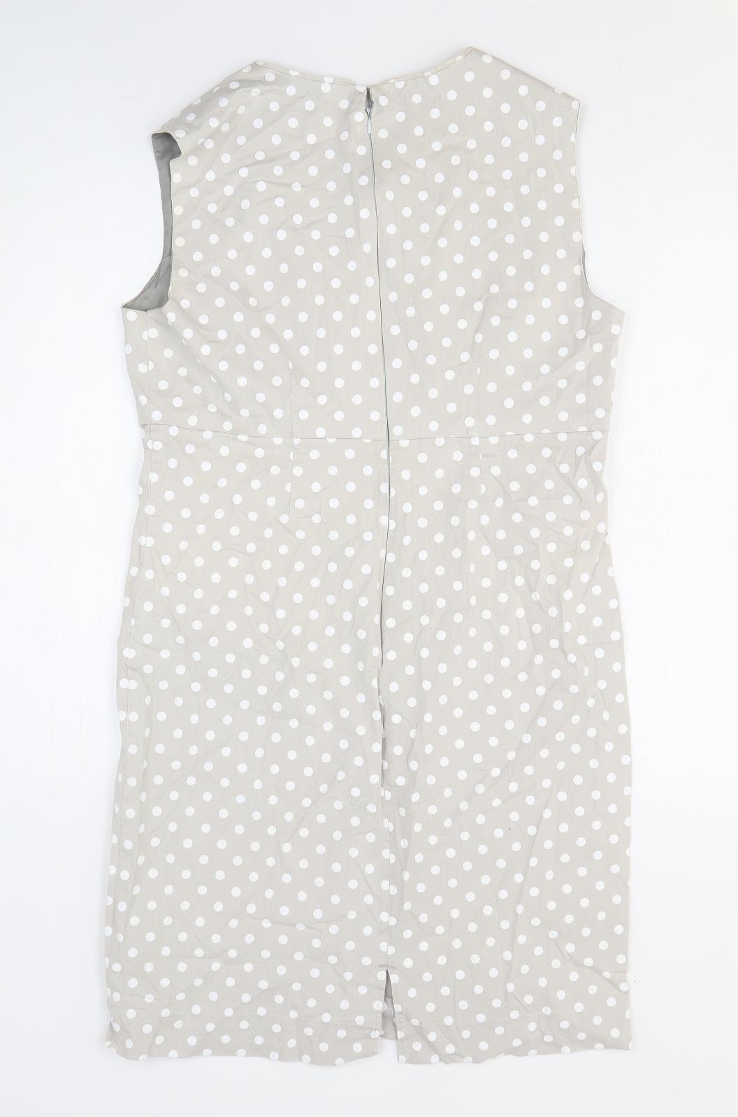 Preworn Womens Grey Polka Dot Polyester A-Line Size M Square Neck Zip