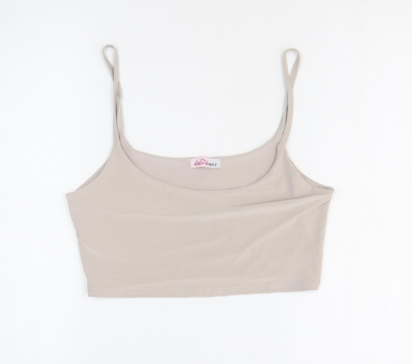 Diva Dames Womens Beige Polyester Cropped Tank Size S Scoop Neck