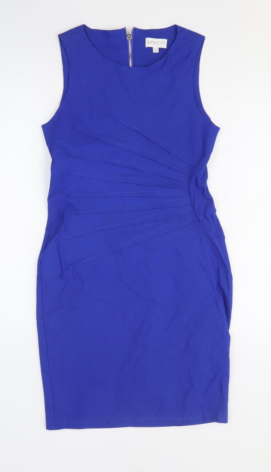 Apricot Womens Blue Viscose A-Line Size 10 Round Neck Zip