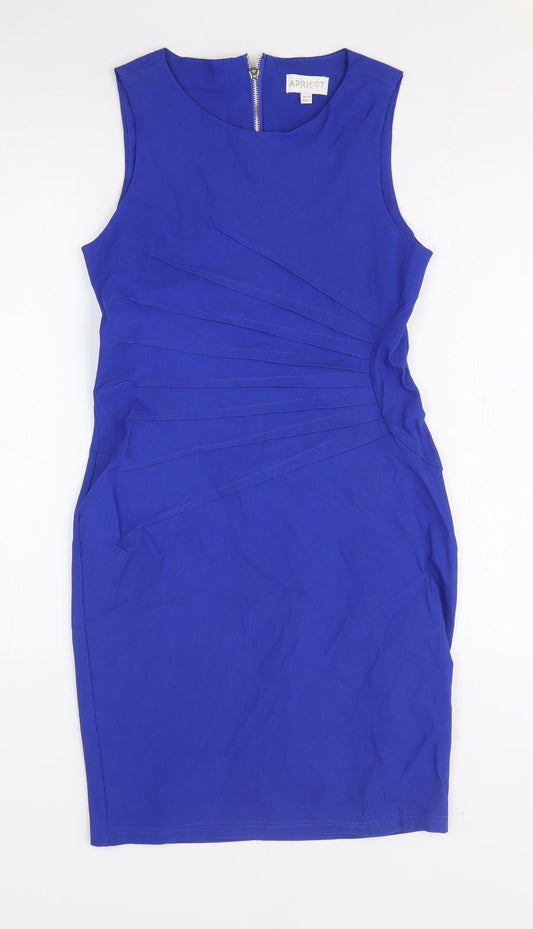 Apricot Womens Blue Viscose A-Line Size 10 Round Neck Zip