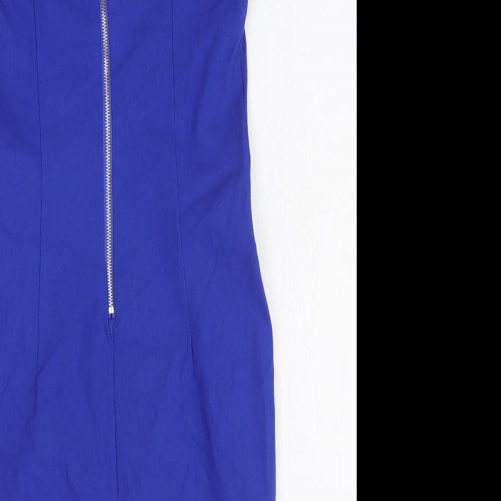 Apricot Womens Blue Viscose A-Line Size 10 Round Neck Zip