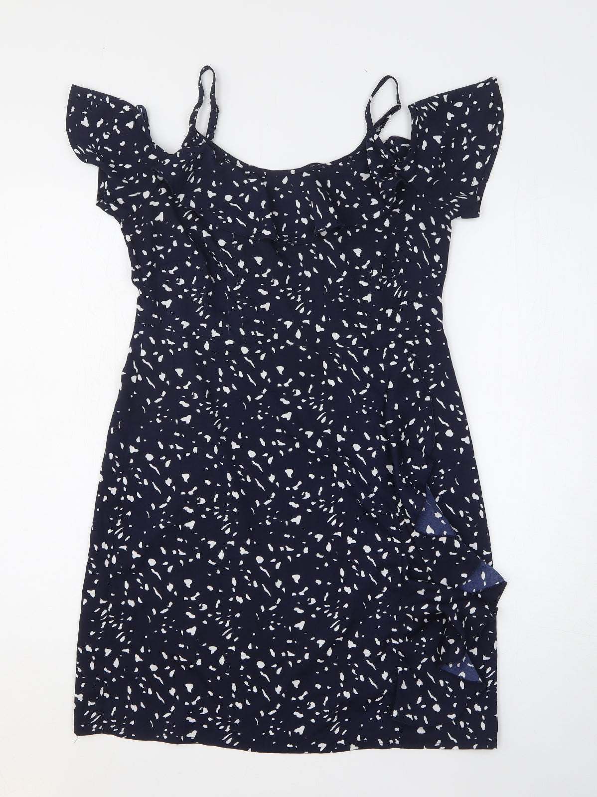 VERO MODA Womens Blue Animal Print Polyester A-Line Size S Off the Shoulder Pullover