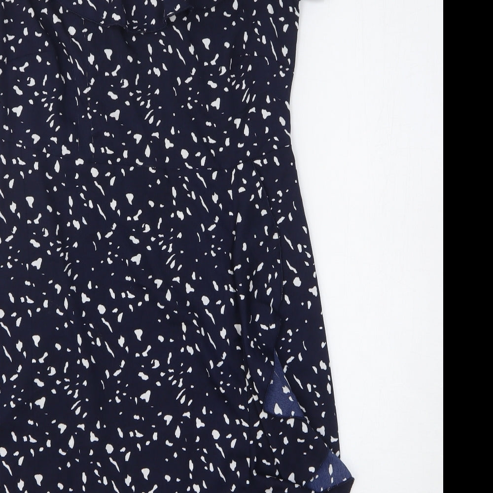 VERO MODA Womens Blue Animal Print Polyester A-Line Size S Off the Shoulder Pullover