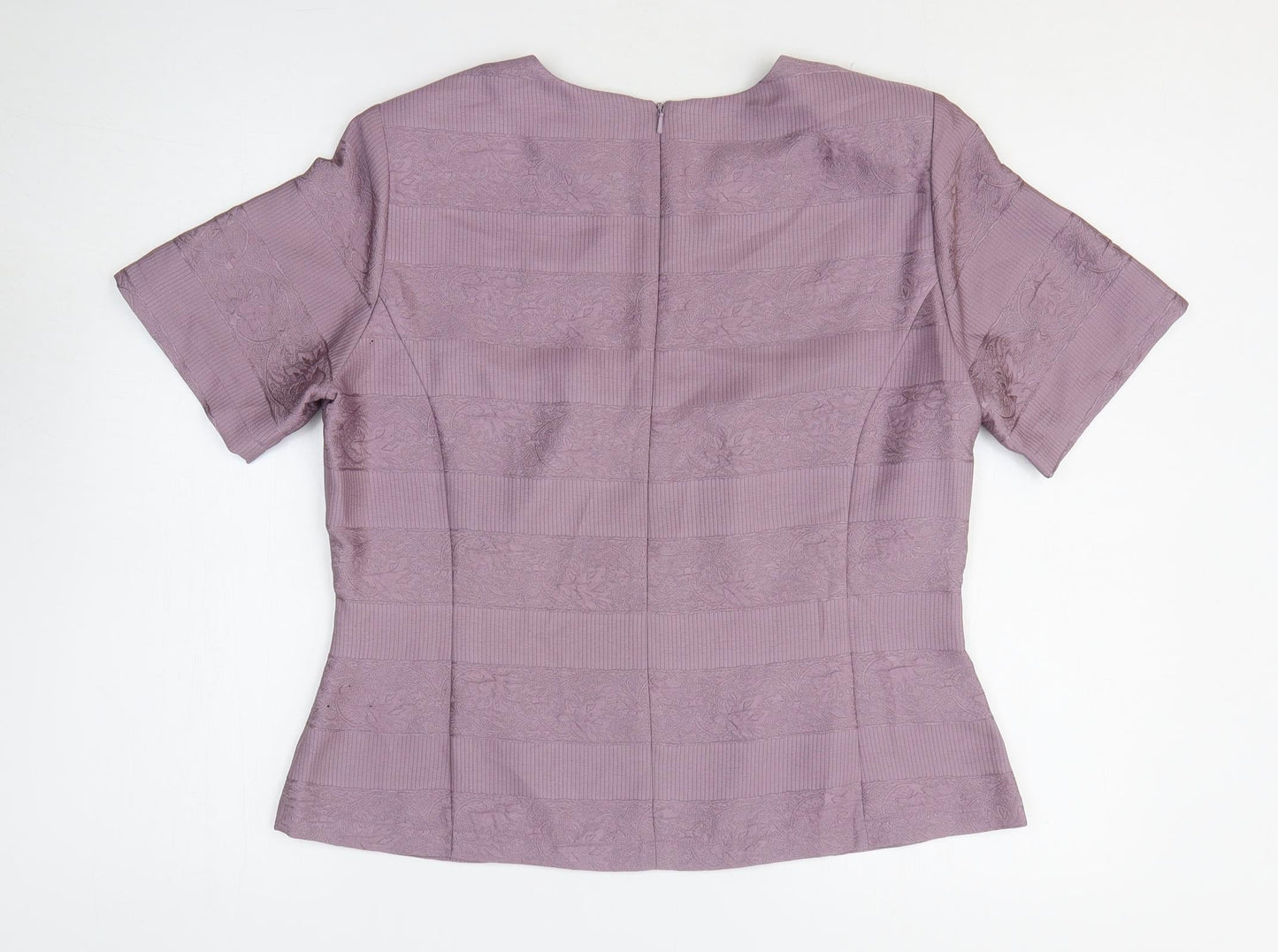 Country Casuals Womens Purple Polyester Basic T-Shirt Size 14 Square Neck