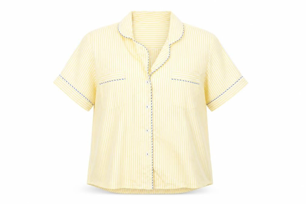 Salua Womens Yellow Striped Cotton Basic Button-Up Size M Collared