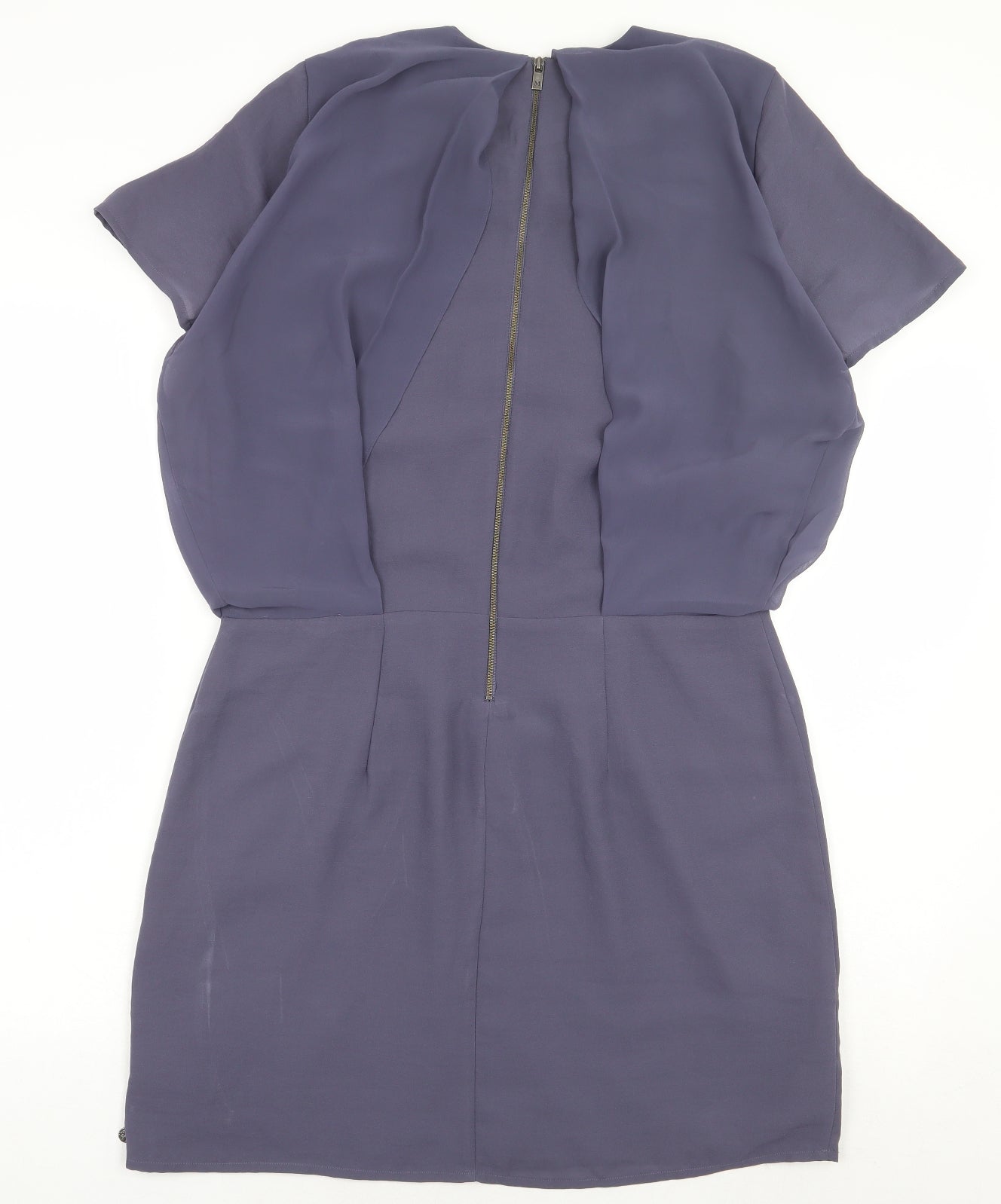 Maison Scotch Womens Blue Polyester A-Line Size XS Round Neck Zip