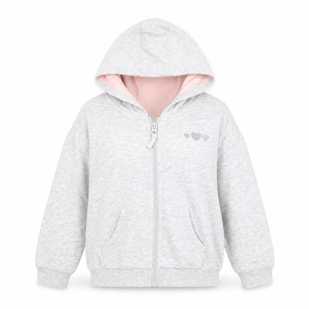 Matalan Girls Grey Cotton Full Zip Hoodie Size 2XL Zip - Heart Pattern