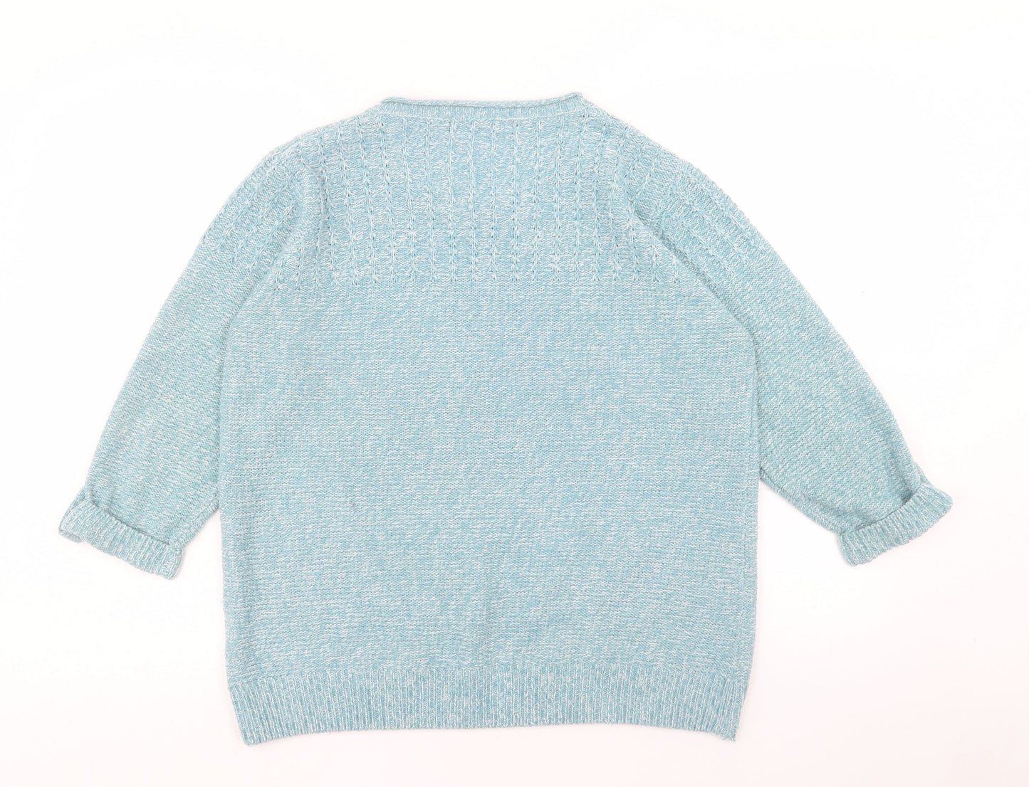 EWM Womens Blue Round Neck Acrylic Pullover Jumper Size L
