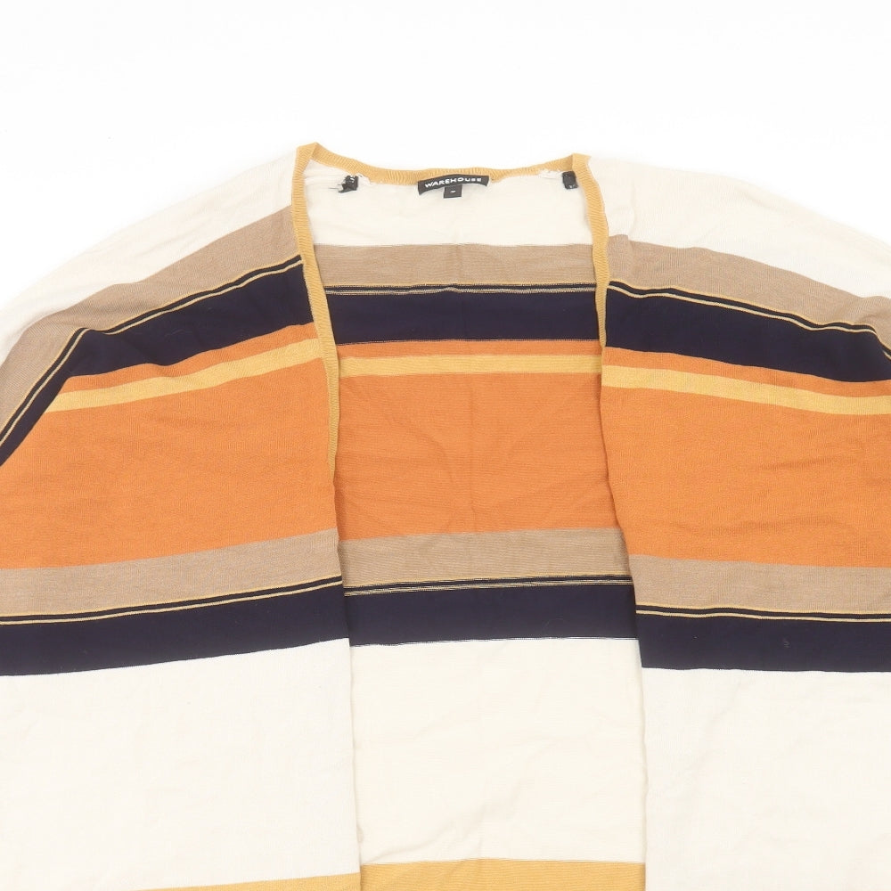 Oasis Womens Orange V-Neck Striped Viscose Cardigan Jumper Size M