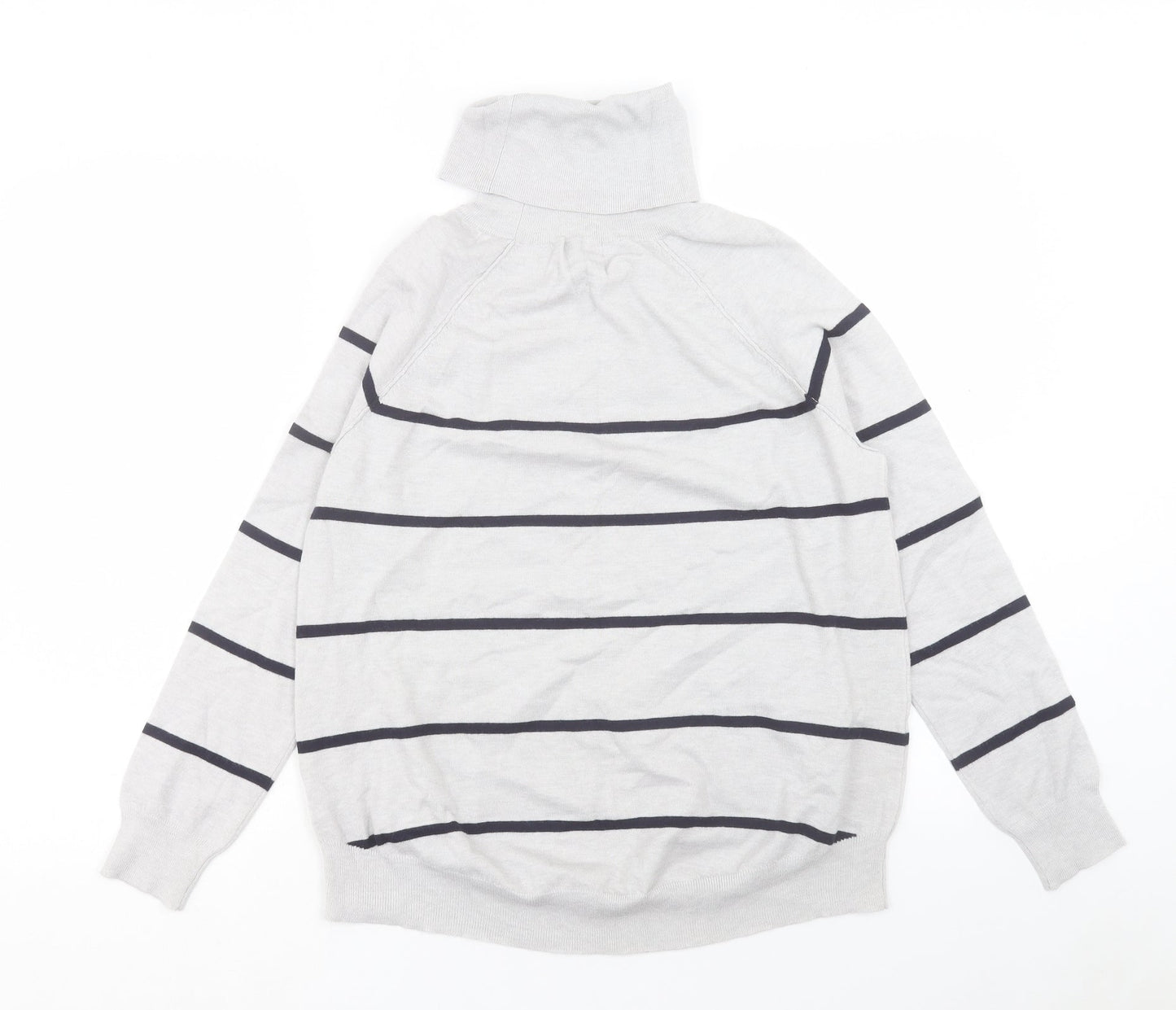 M&Co Womens Grey Roll Neck Striped Viscose Pullover Jumper Size 12