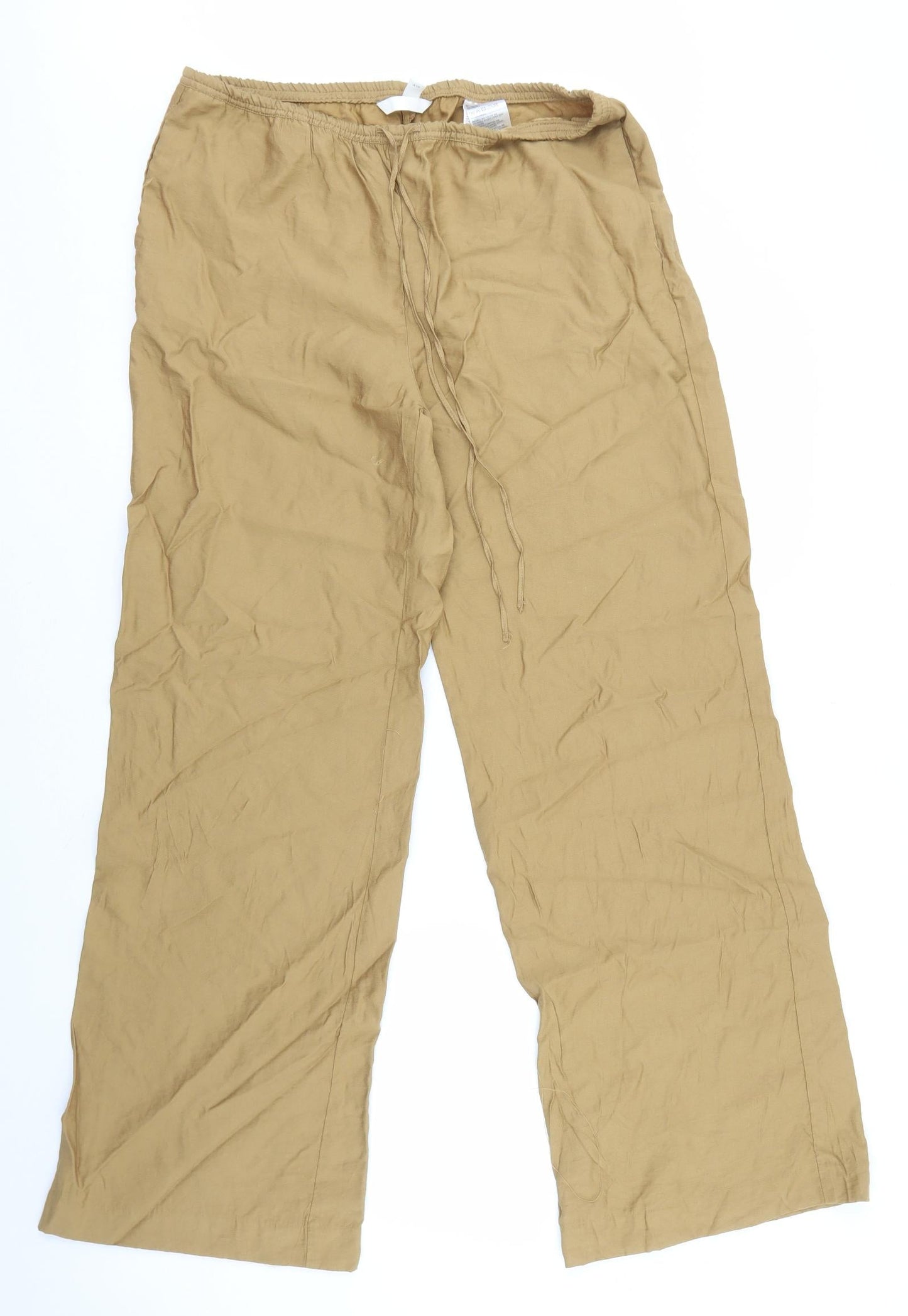 H&M Womens Brown Viscose Trousers Size M L30 in Regular Tie