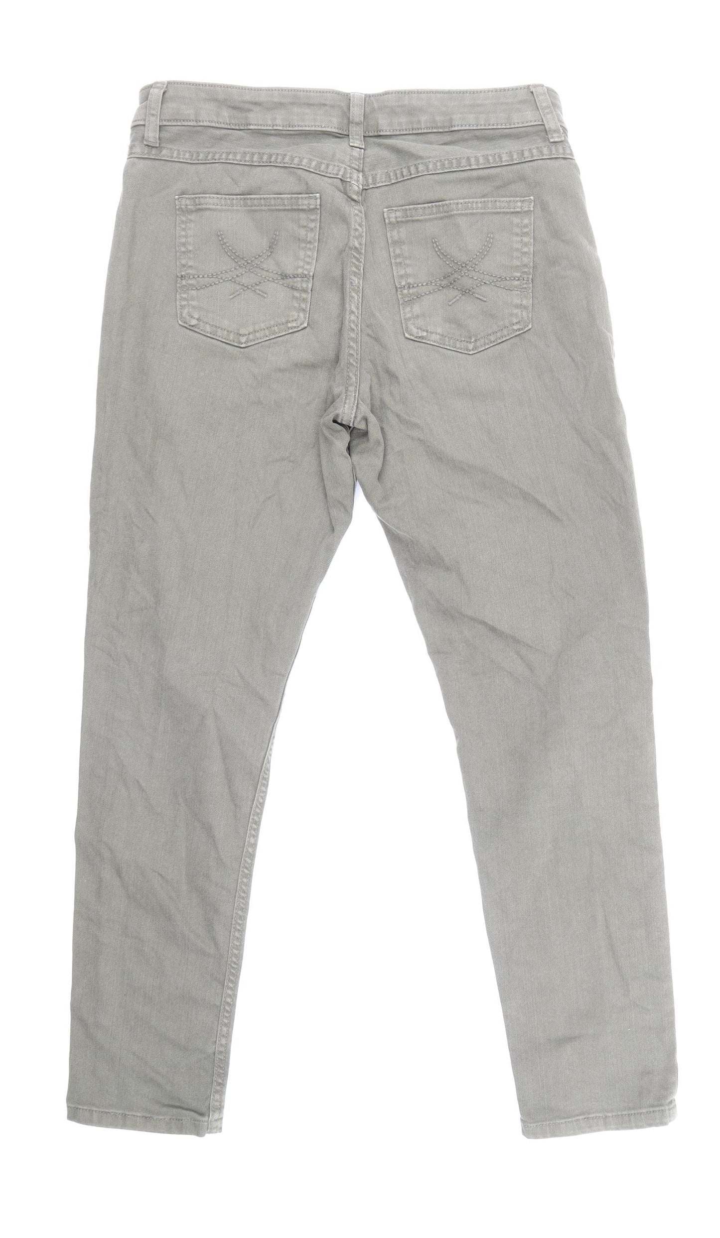 Marks & Spencer Womens Grey Cotton Skinny Jeans Size 10 L28.5 in Regular Zip