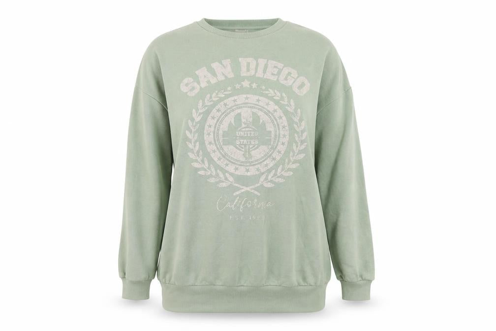 PEP&CO Womens Green Round Neck Cotton Pullover Jumper Size M - San Diego