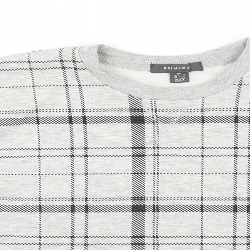 Primark Womens Grey Plaid Cotton Pullover Sweatshirt Size XS Pullover