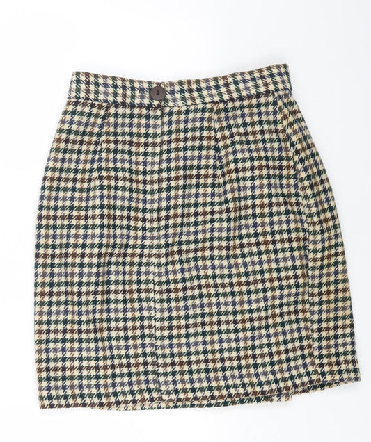Escape Womens Multicoloured Plaid Polyester A-Line Skirt Size 12 Button