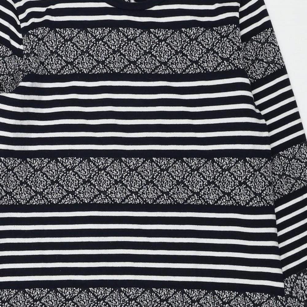 Per Una Womens Blue Geometric Cotton A-Line Size 14 Scoop Neck Zip