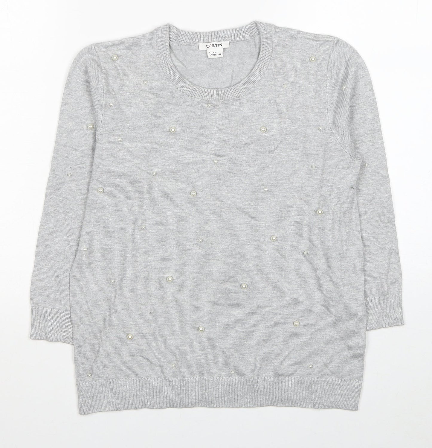 O'stin Womens Grey Round Neck Viscose Pullover Jumper Size XS