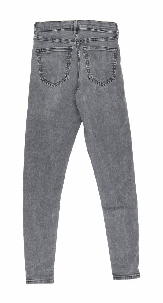 Topshop Womens Grey Cotton Straight Jeans Size 26 in L28.5 in Regular Zip