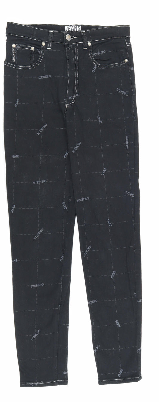 Gilmar Womens Black Geometric Cotton Skinny Jeans Size 29 in L28 in Regular Zip