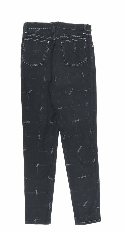 Gilmar Womens Black Geometric Cotton Skinny Jeans Size 29 in L28 in Regular Zip