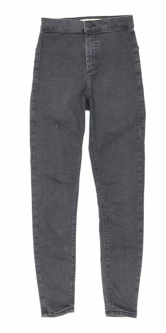 Topshop Womens Black Cotton Skinny Jeans Size 25 in L25.5 in Slim Zip