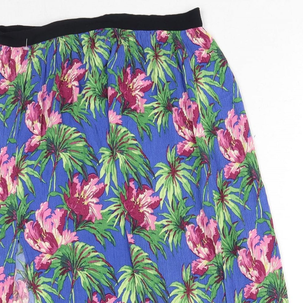 Topshop Womens Multicoloured Floral Polyester A-Line Skirt Size 10 Zip
