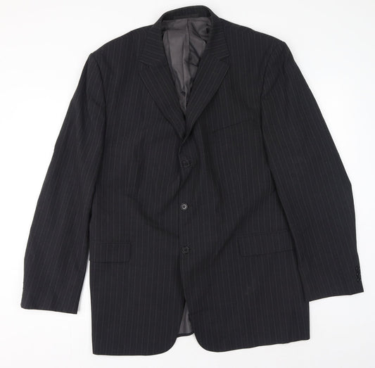 Marks and Spencer Mens Grey Striped Polyester Jacket Suit Jacket Size 46