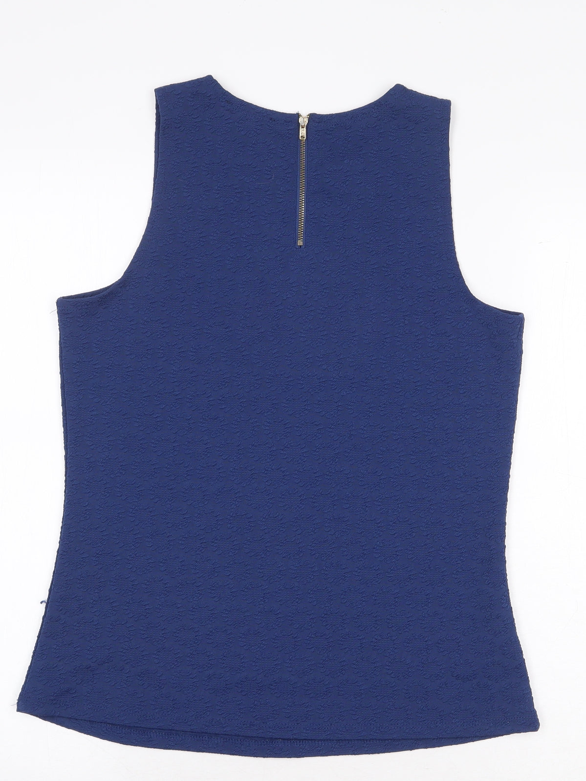 New Look Womens Blue Polyester Basic Blouse Size 12 Round Neck