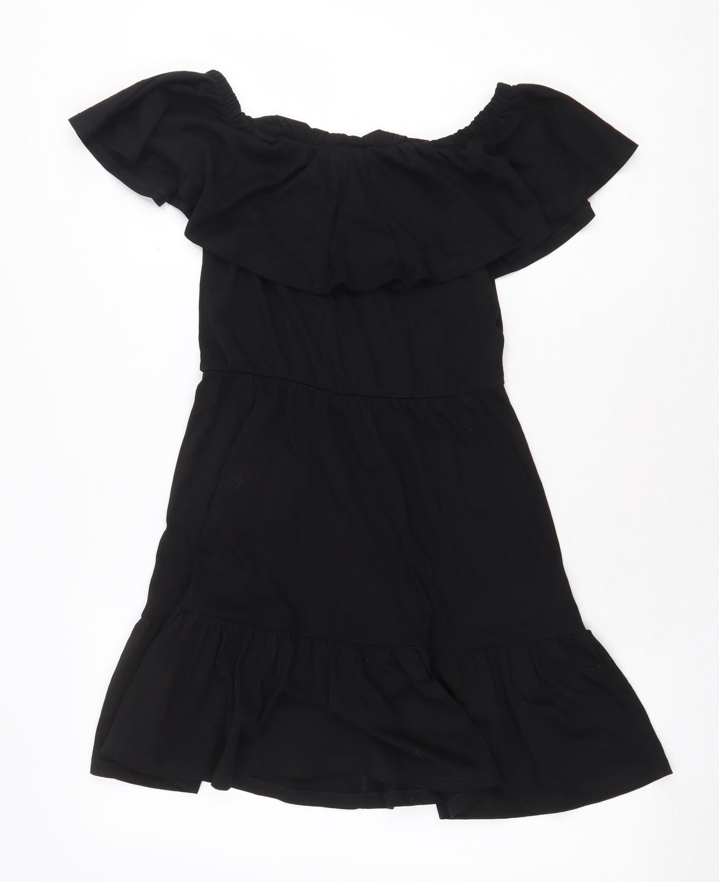 ASOS Womens Black 100% Cotton Fit & Flare Size 6 Off the Shoulder Pullover