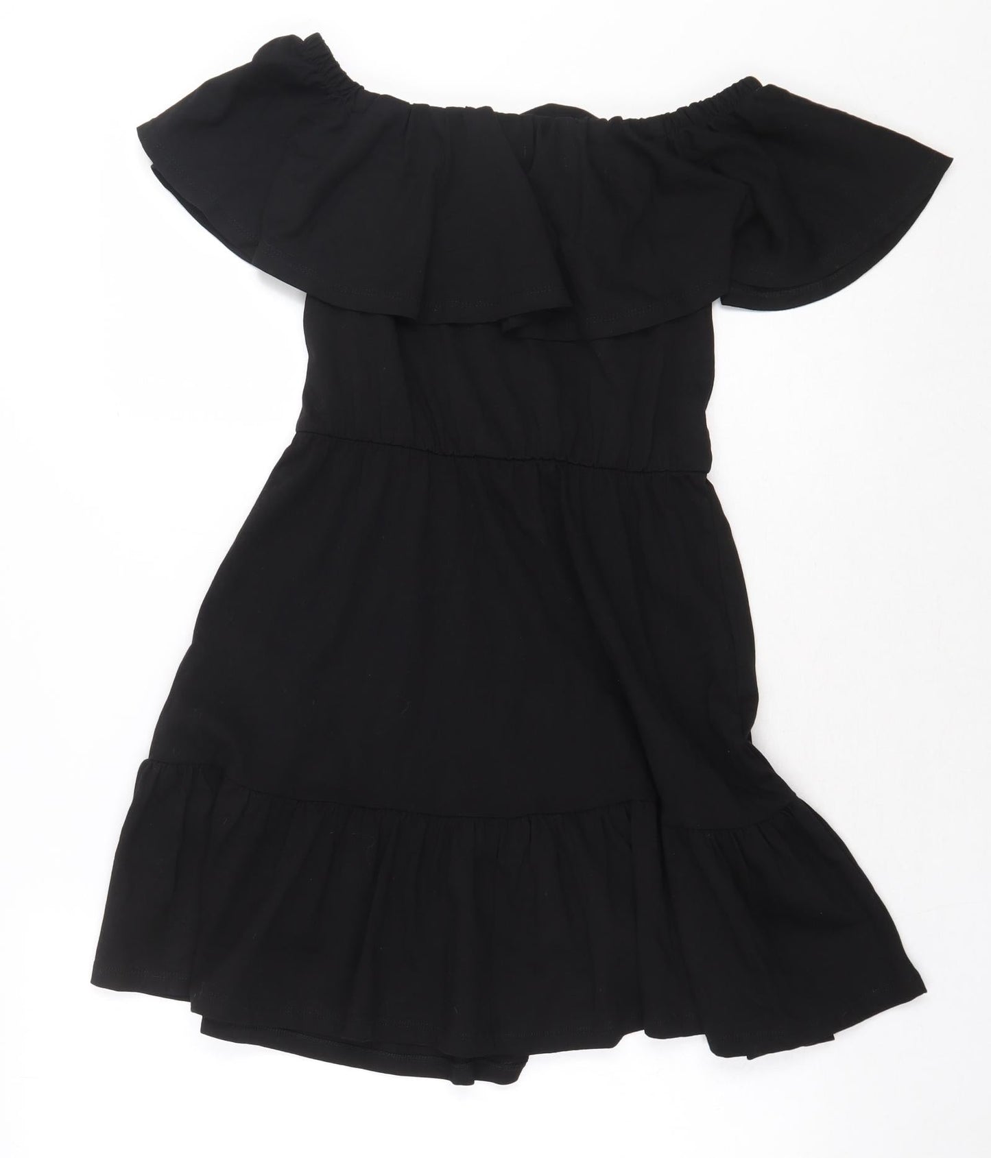 ASOS Womens Black 100% Cotton Fit & Flare Size 6 Off the Shoulder Pullover