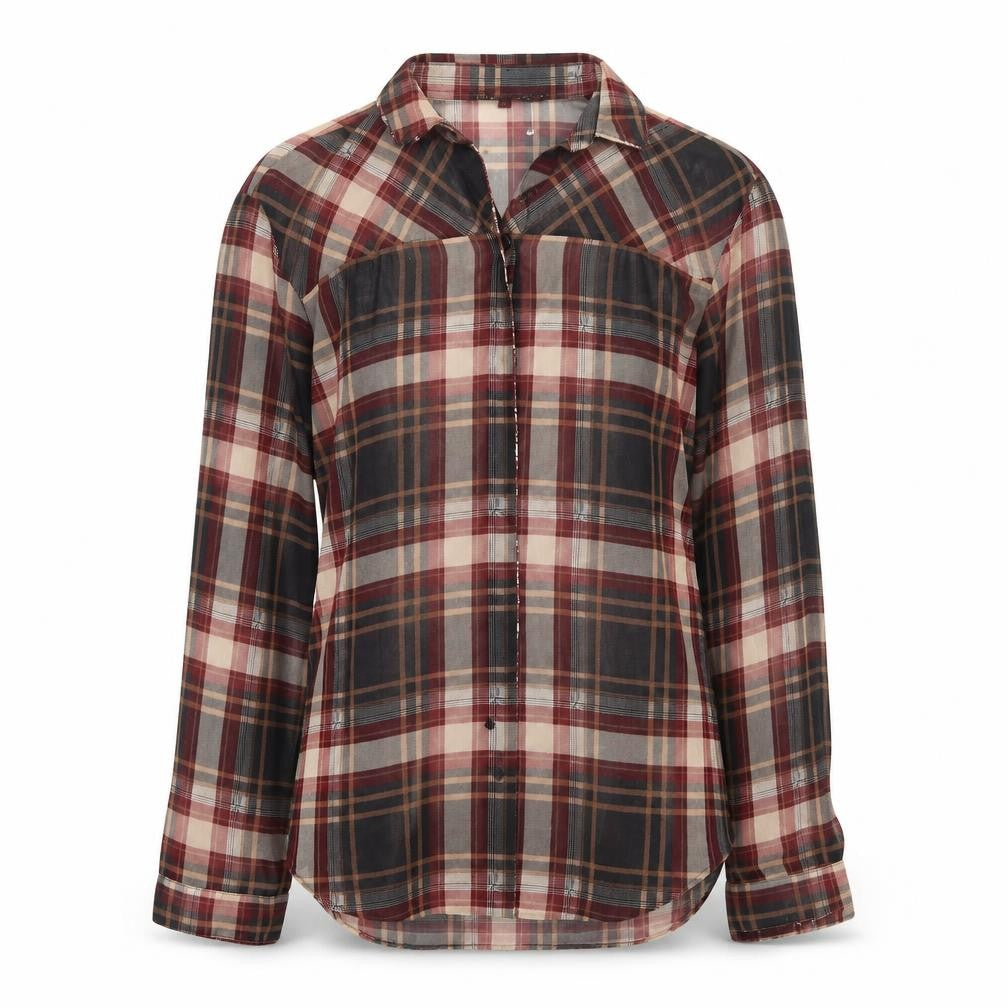 NEXT Womens Multicoloured Plaid Polyester Basic Button-Up Size 10 Collared