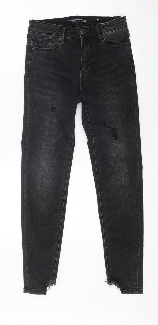 Stradivarius Womens Black Cotton Skinny Jeans Size 6 L28 in Regular Zip
