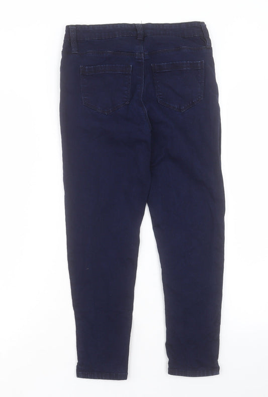 Oasis Womens Blue Cotton Straight Jeans Size 10 L24 in Regular Buckle