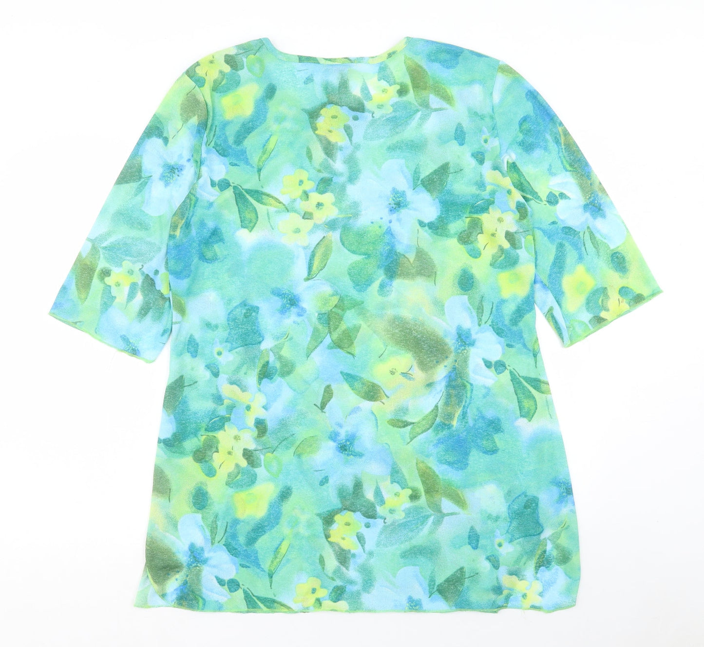 Mermaid Womens Multicoloured Floral Polyamide Basic Blouse Size L Round Neck