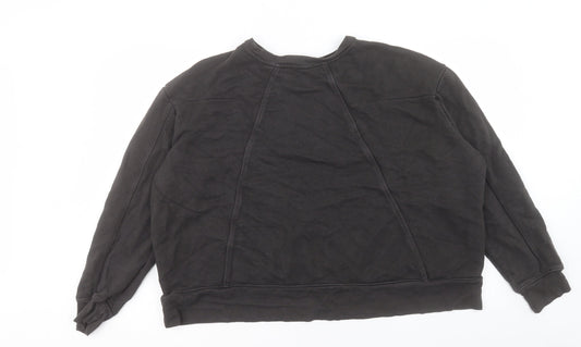 Zara Womens Black Cotton Pullover Sweatshirt Size L Pullover