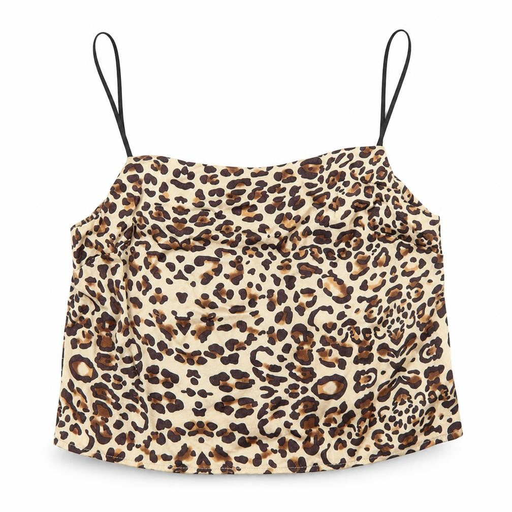 Topshop Womens Multicoloured Animal Print Viscose Camisole Tank Size 10 Square Neck - Cropped