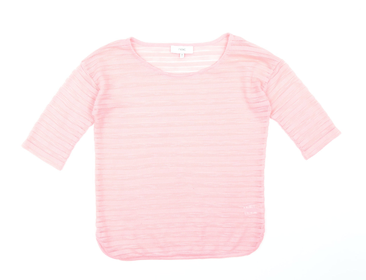NEXT Womens Pink Round Neck Striped Polyester Pullover Jumper Size 8
