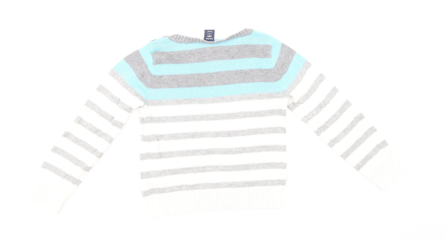 Gap Boys Multicoloured Round Neck Striped 100% Cotton Pullover Jumper Size 3XL Pullover