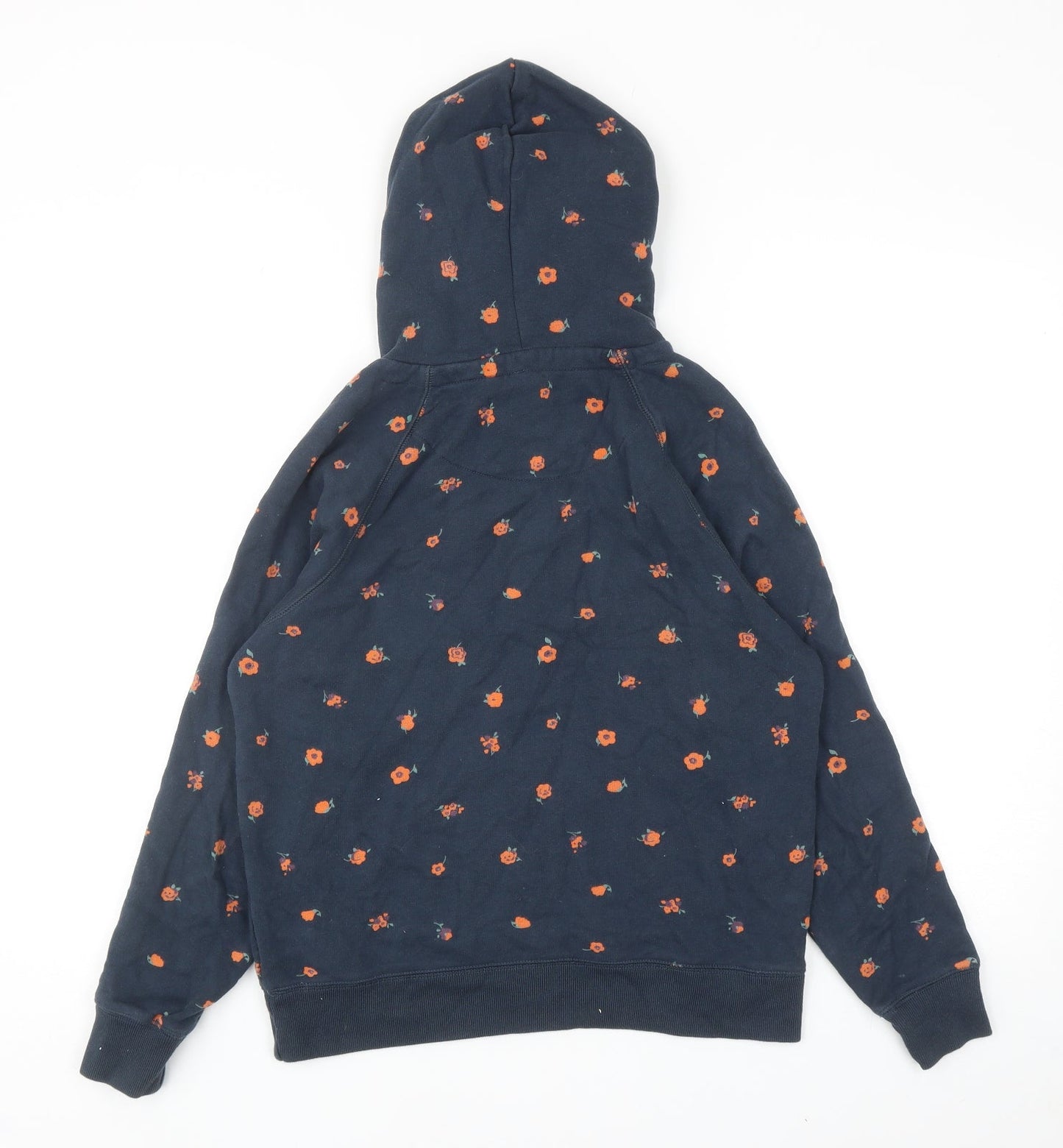 Jack Wills Womens Blue Floral Cotton Full Zip Hoodie Size 8 Pullover