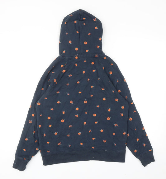 Jack Wills Womens Blue Floral Cotton Full Zip Hoodie Size 8 Pullover