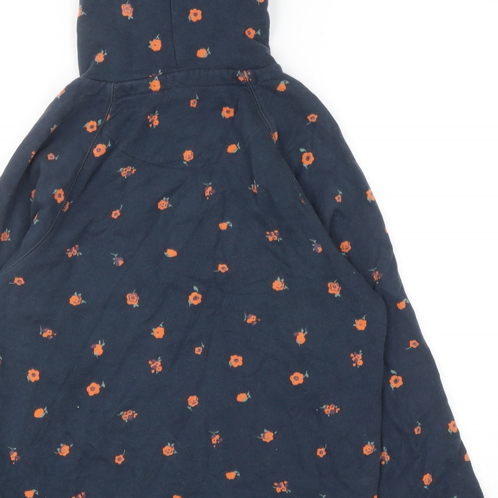 Jack Wills Womens Blue Floral Cotton Full Zip Hoodie Size 8 Pullover