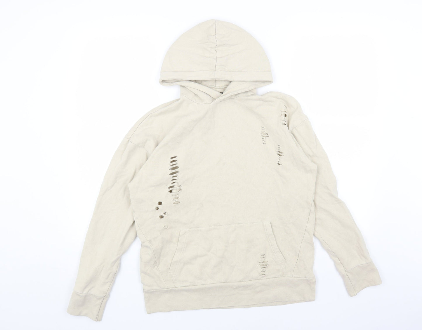 River Island Mens Beige Cotton Pullover Hoodie Size XS