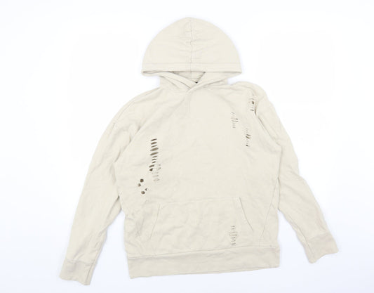 River Island Mens Beige Cotton Pullover Hoodie Size XS