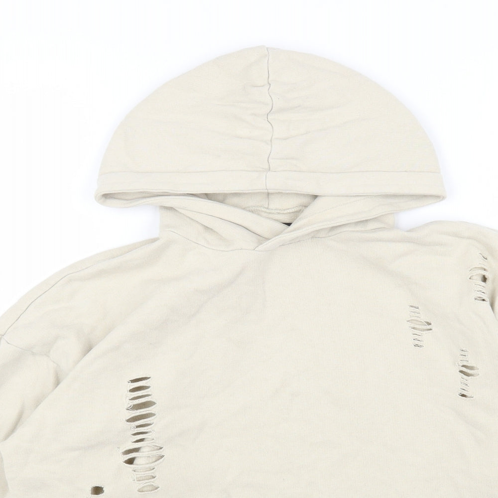 River Island Mens Beige Cotton Pullover Hoodie Size XS