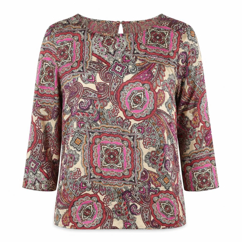 Marks and Spencer Womens Multicoloured Paisley Polyester Basic Blouse Size 10 Round Neck