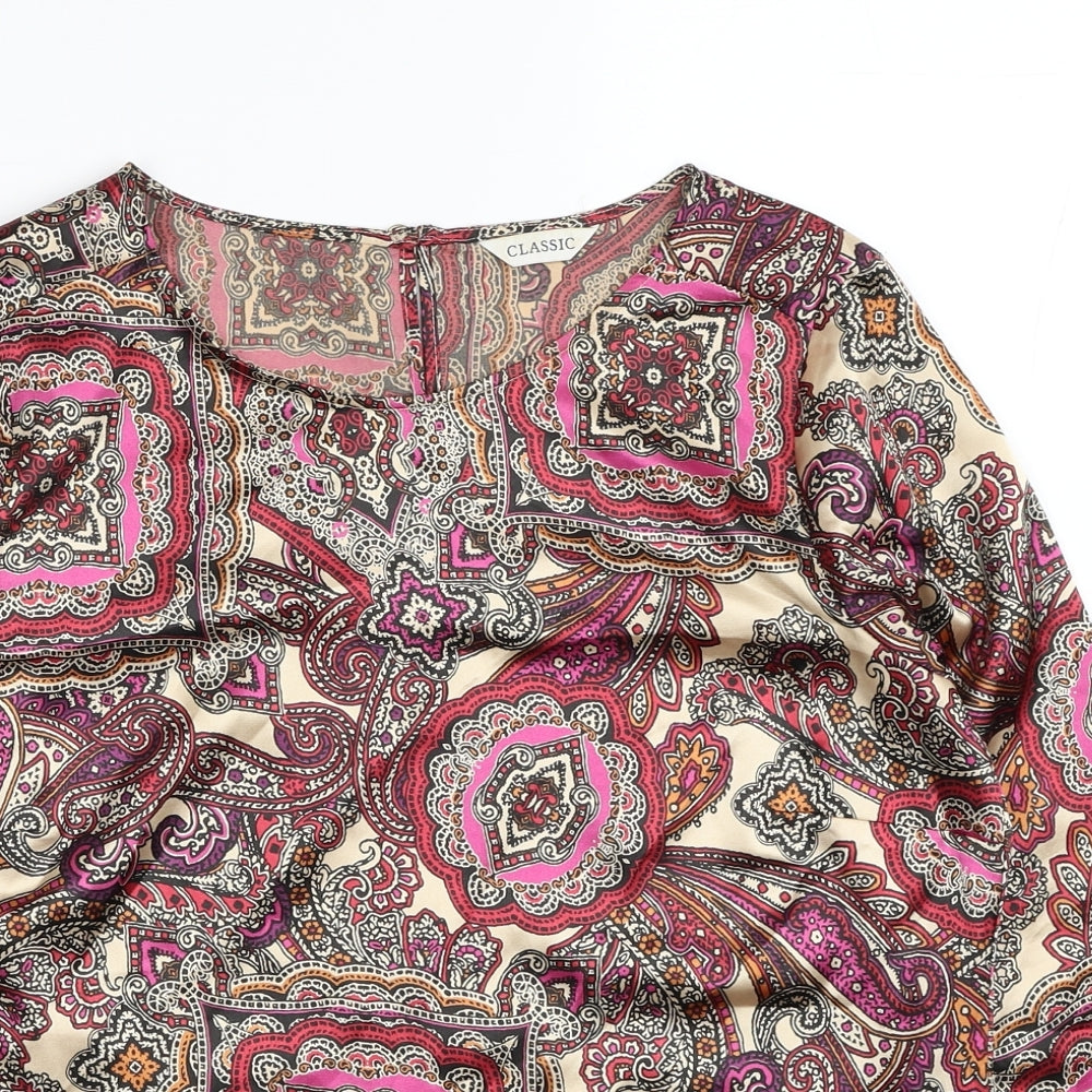 Marks and Spencer Womens Multicoloured Paisley Polyester Basic Blouse Size 10 Round Neck