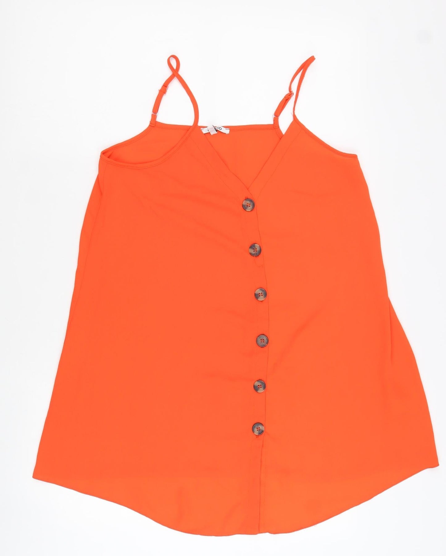 PEP&CO Womens Orange Polyester Camisole Tank Size 8 V-Neck